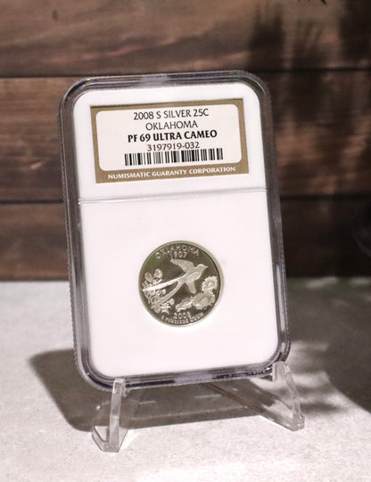 2008-S Silver 25C NGC PF69 Ultra Cameo Oklahoma - 3197919-032
