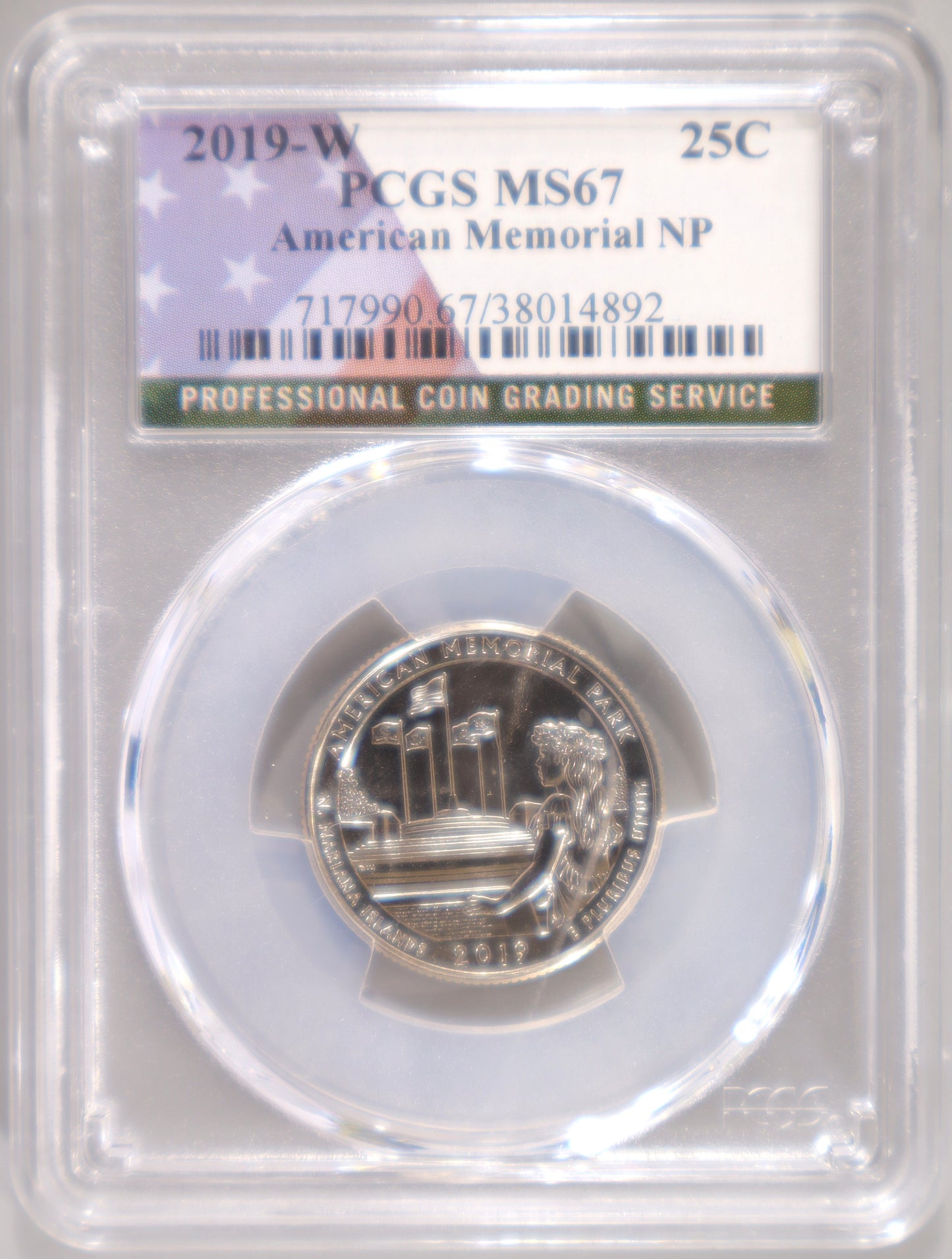 2019-W 25C PCGS MS67 American Memorial NP - 717990.67/38014892