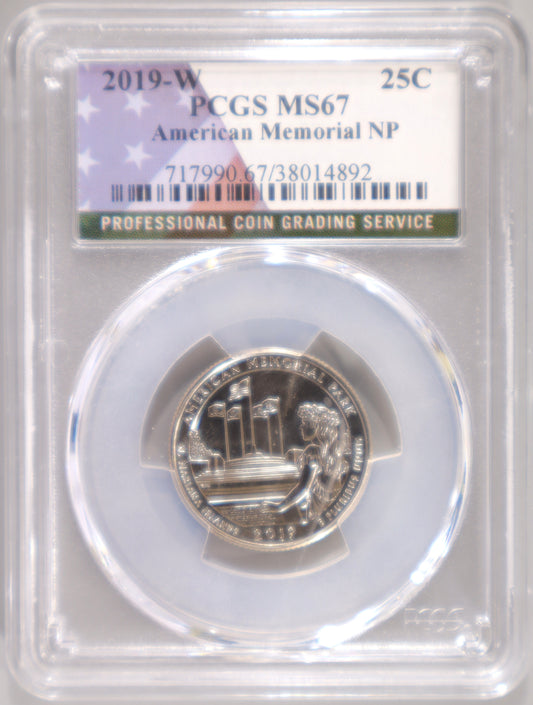 2019-W 25C PCGS MS67 American Memorial NP - 717990.67/38014892