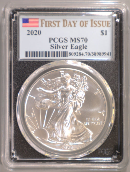 2020-W PCGS MS70 Silver Eagle FDOI - 809284.70/38989941