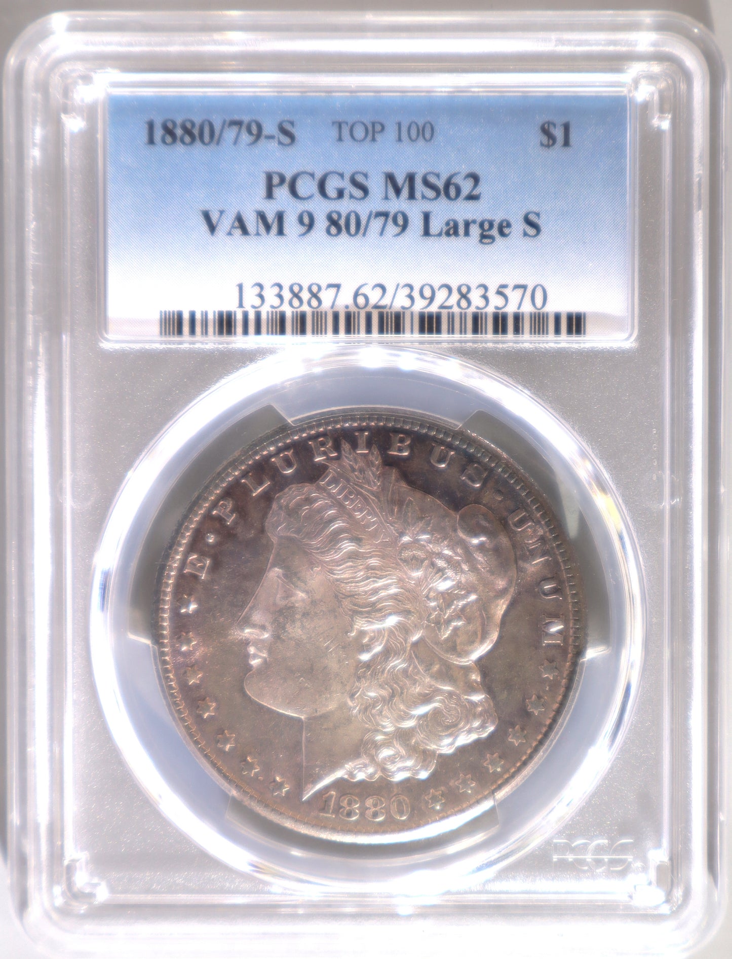 1880/79-s 1D PCGS MS62 Morgan VAM 9 80/79 Large S - 133887.62/39283570