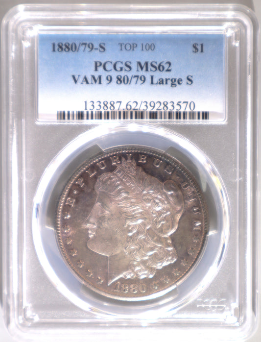 1880/79-s 1D PCGS MS62 Morgan VAM 9 80/79 Large S - 133887.62/39283570