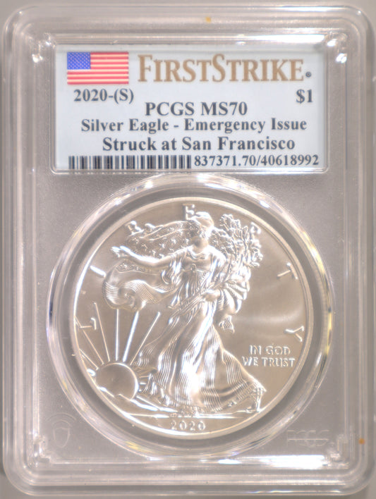 2020-(S) PCGS MS70 Silver Eagle Emergency Issue First Strike - 837371.70/40618992